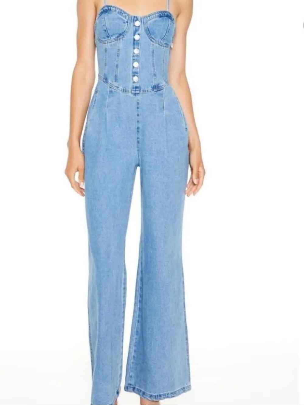 Forever 21 - Blue Denim Sleeveless Jumpsuit - Large